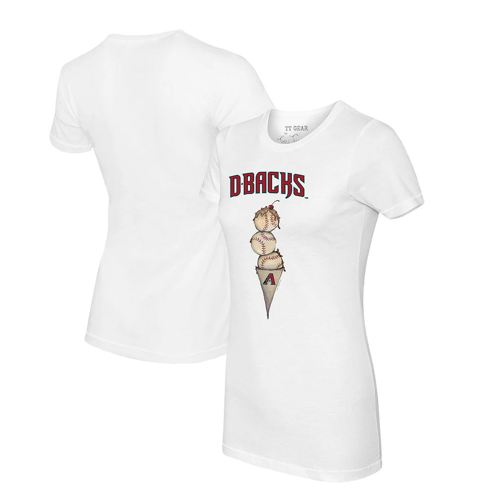 Women's Tiny Turnip White Arizona Diamondbacks Triple Scoop T-Shirt