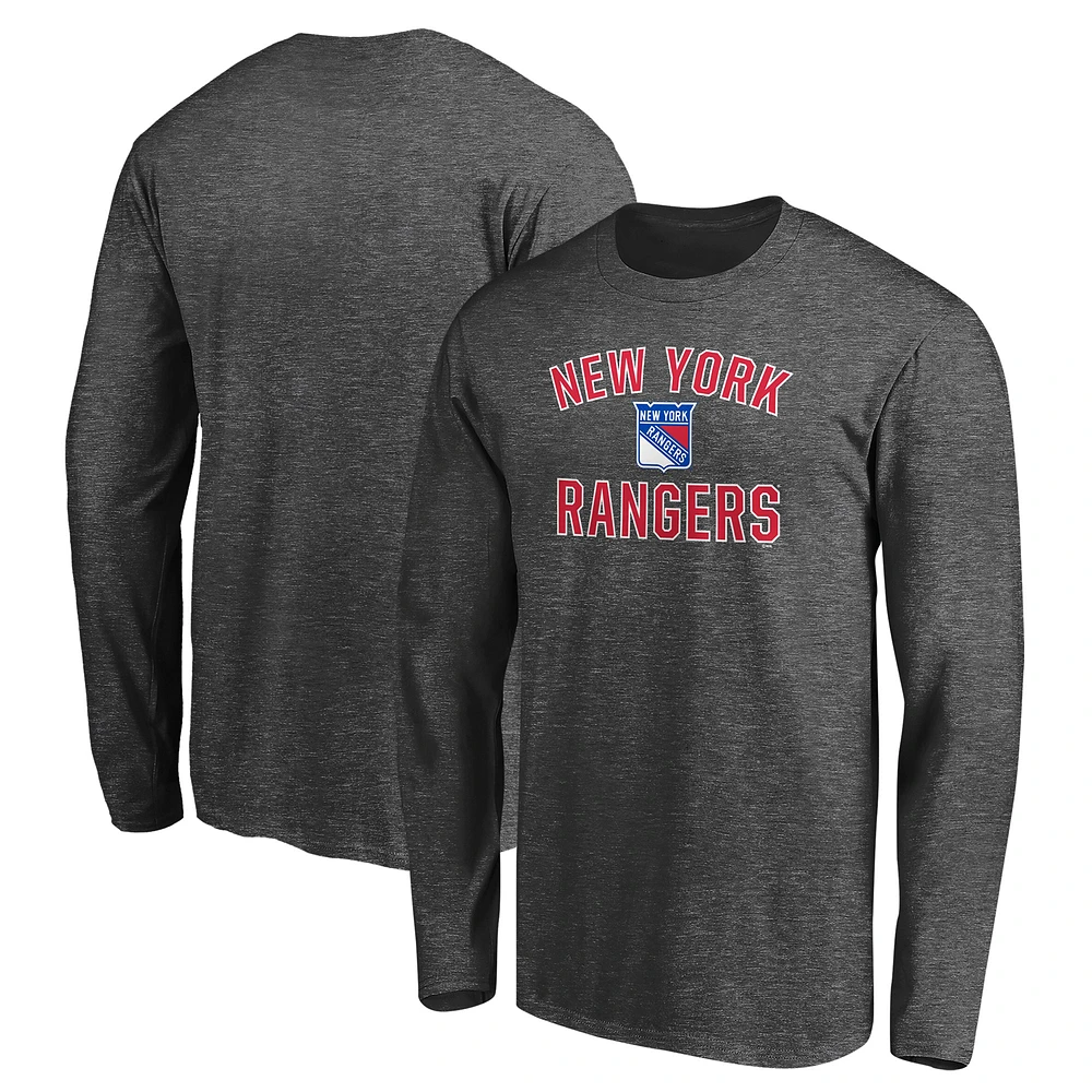 Men's Charcoal New York Rangers Victory Arch Long Sleeve T-Shirt