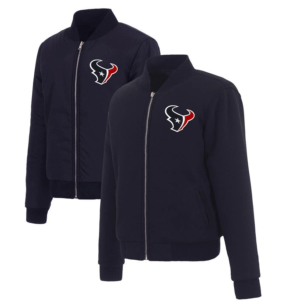 Women's JH Design Navy Houston Texans Reversible Fleece Full-Zip Jacket