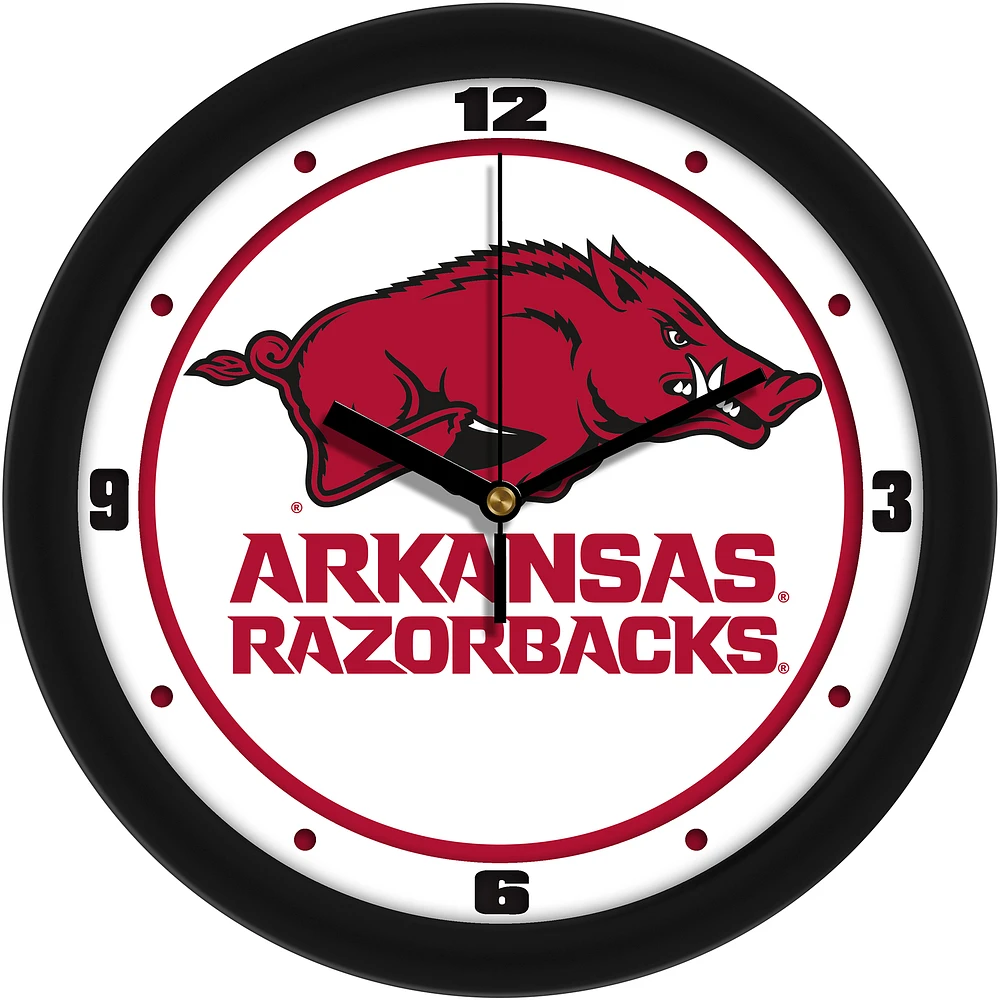 Arkansas Razorbacks 11.5'' Suntime Premium Glass Face Traditional Logo Wall Clock