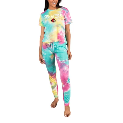 Women's Concepts Sport Ottawa Senators Velodrome Tie-Dye Top & Pants Set