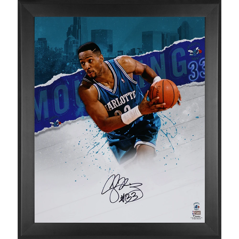 Alonzo Mourning Charlotte Hornets Autographed Framed 20" x 24" In Focus Photograph