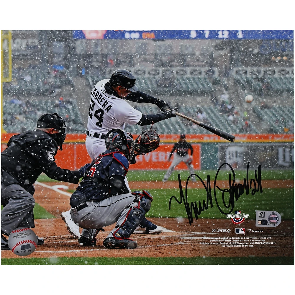 Miguel Cabrera Detroit Tigers Autographed 8" x 10" 2021 Opening Day Snow Photograph