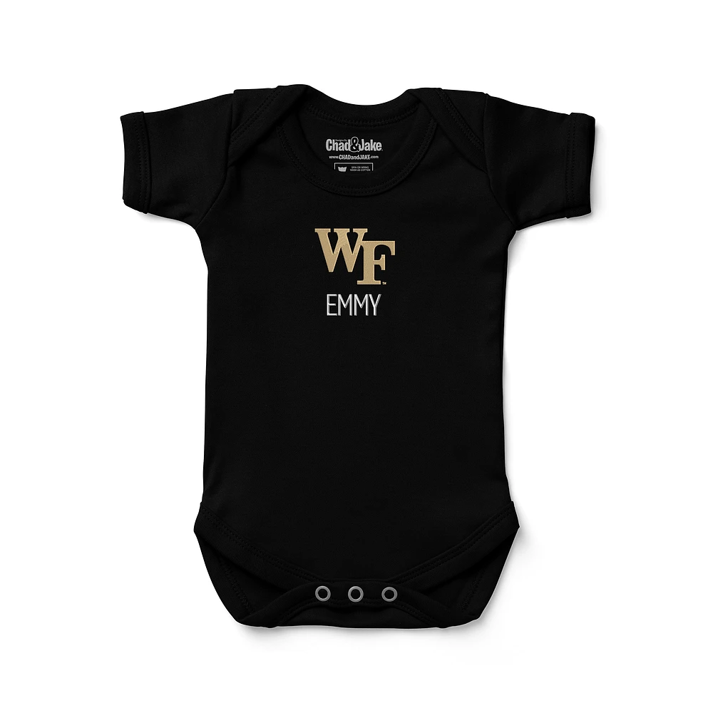 Infant Chad & Jake Black Wake Forest Demon Deacons Personalized Bodysuit