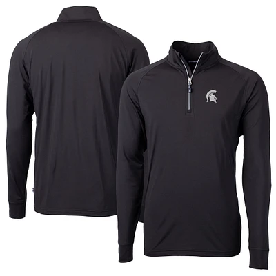 Men's Cutter & Buck Michigan State Spartans Adapt Eco Knit Quarter-Zip Pullover Jacket