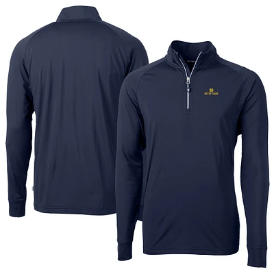 Men's Cutter & Buck Navy Notre Dame Fighting Irish Adapt Eco Knit Quarter-Zip Pullover Jacket