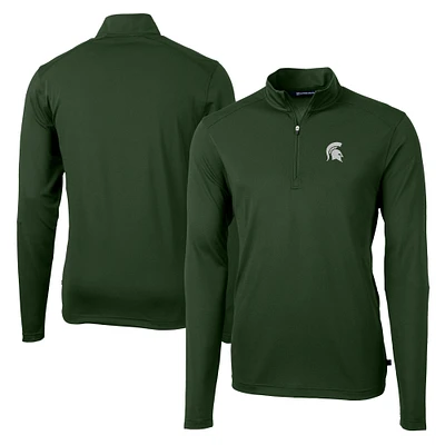 Men's Cutter & Buck Michigan State Spartans Virtue Eco Pique Recycled Quarter-Zip Jacket