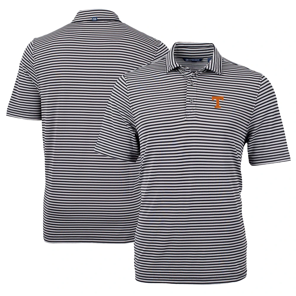 Men's Cutter & Buck Black Tennessee Volunteers Virtue Eco Pique Stripe Recycled Polo