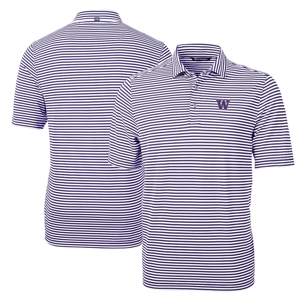 Men's Cutter & Buck Purple Washington Huskies Virtue Eco Pique Stripe Recycled Polo