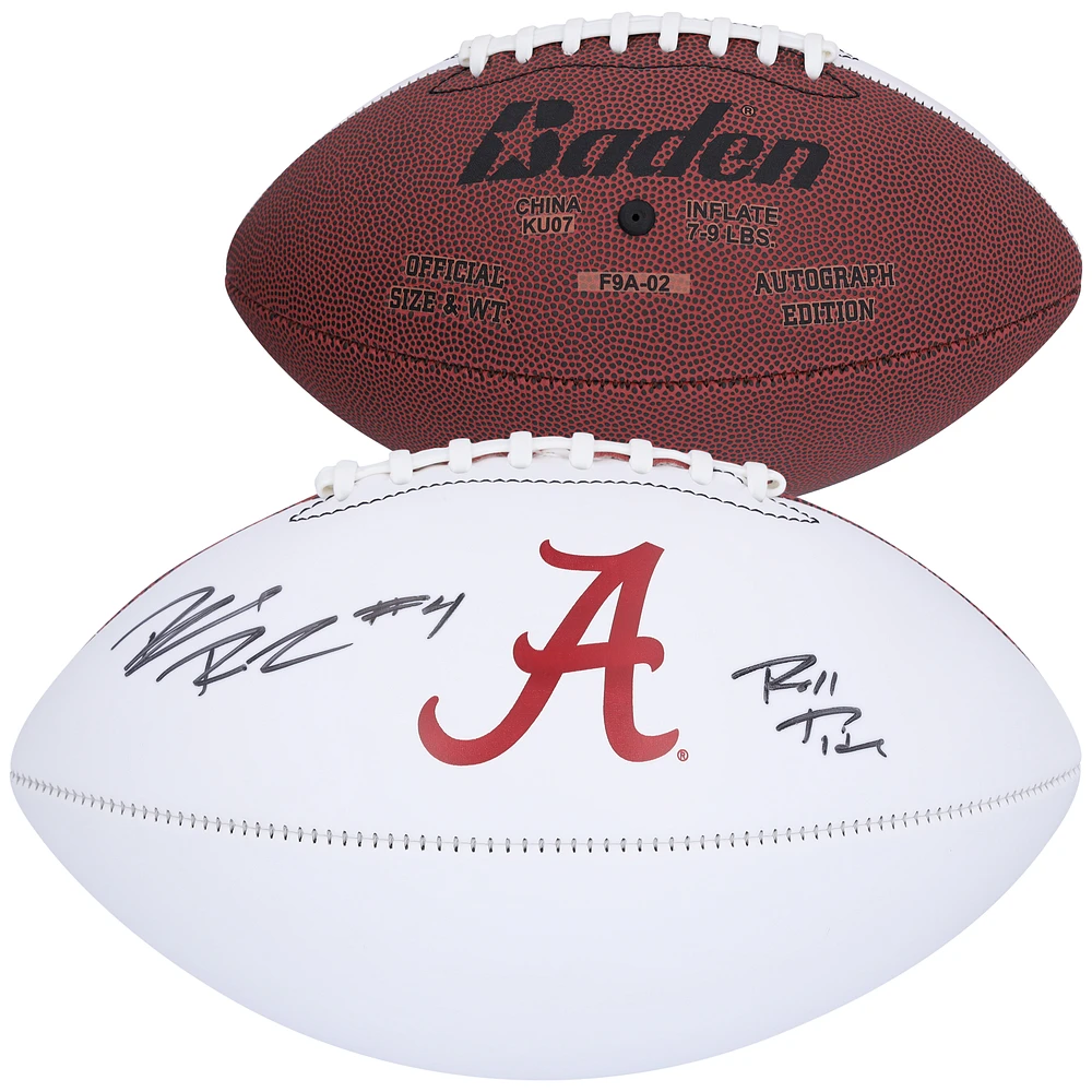 Brian Robinson Alabama Crimson Tide White Panel Football with "Roll Tide" Inscription
