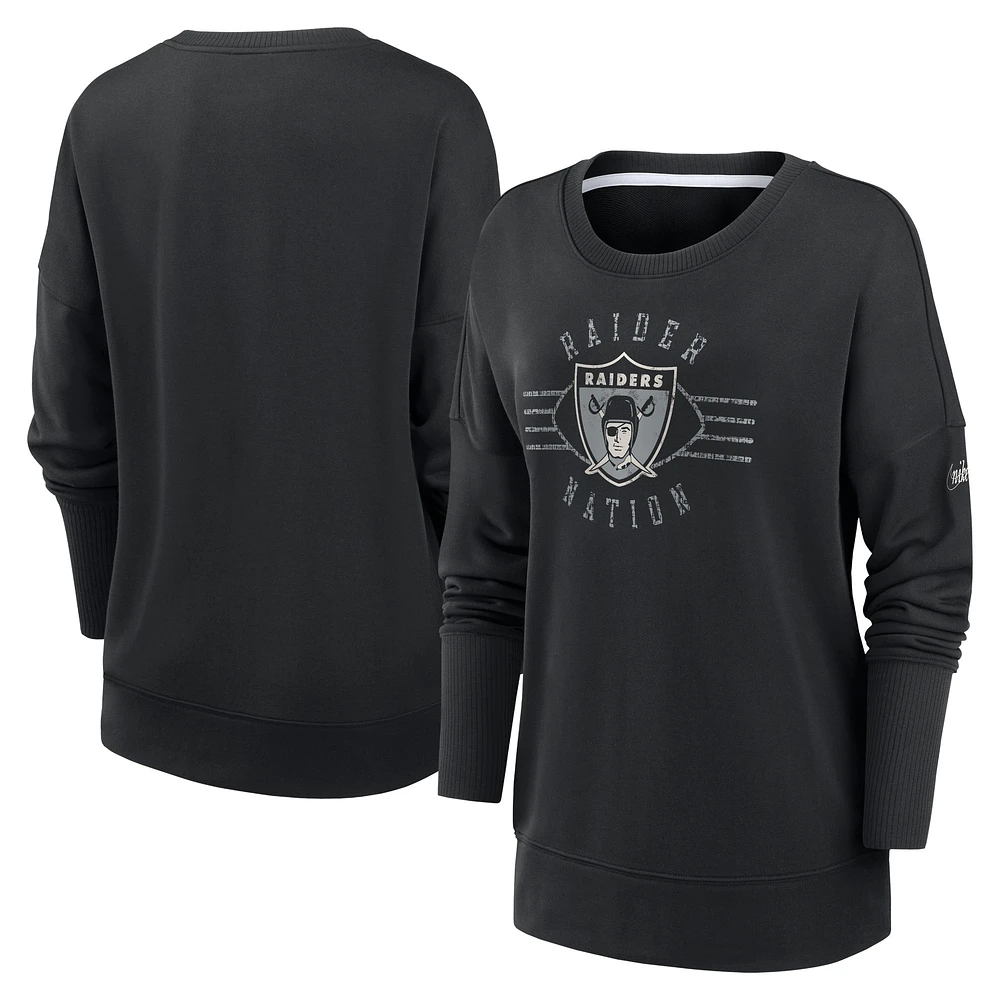 Women's Nike Black Las Vegas Raiders Rewind Playback Icon Performance Pullover Sweatshirt