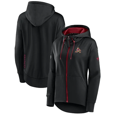 Women's Fanatics Black Arizona Coyotes Authentic Pro Rink Full-Zip Hoodie