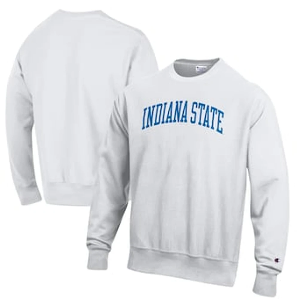 Men's Champion White Indiana State Sycamores Reverse Weave Fleece Crewneck Sweatshirt