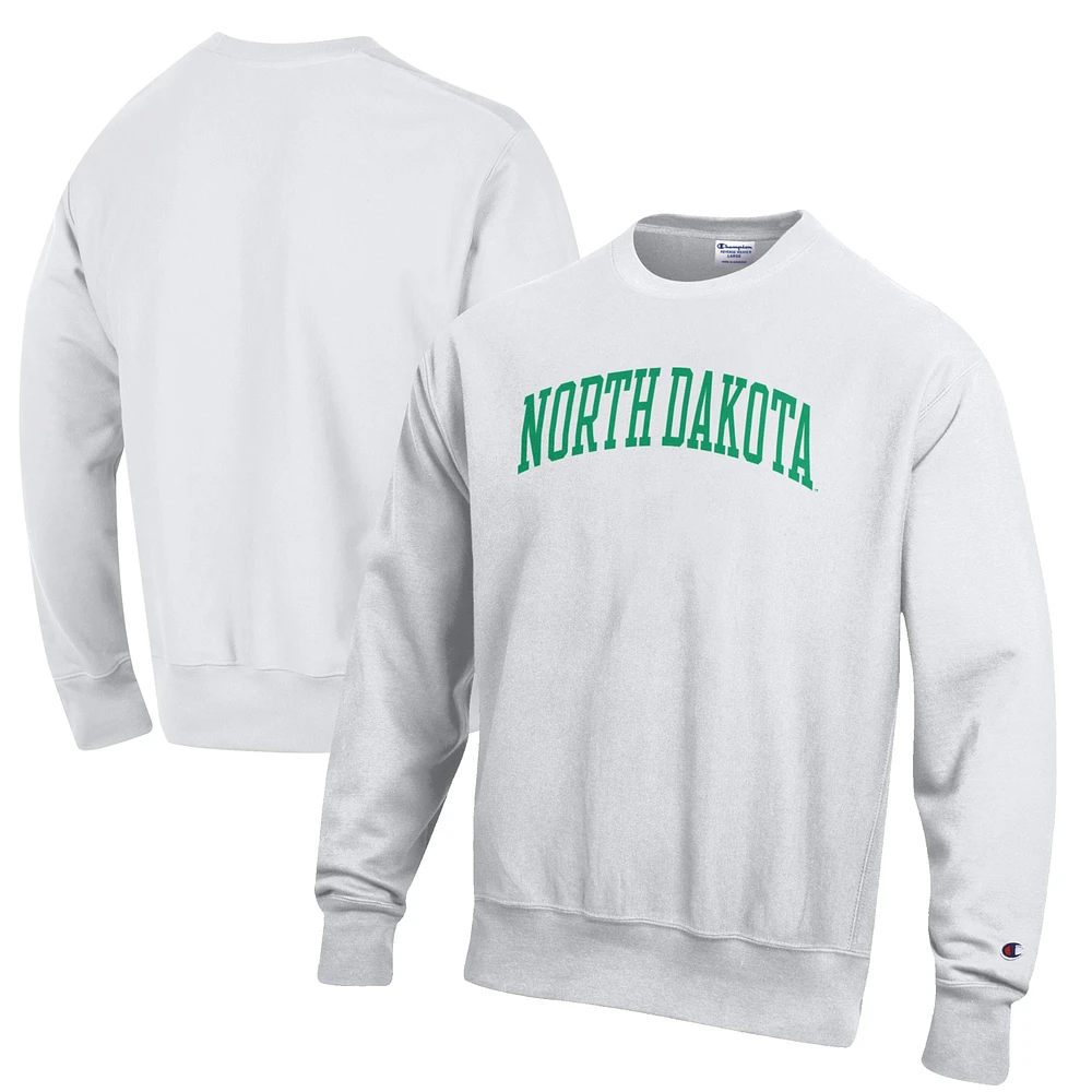 Men's Champion Gray North Dakota Reverse Weave Fleece Crewneck Sweatshirt
