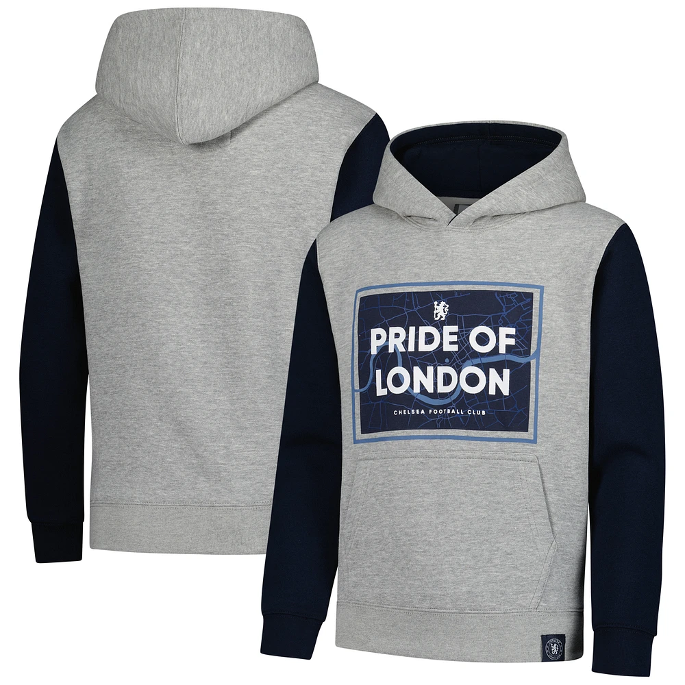 Youth Heathered Gray/Navy Chelsea Club Pullover Hoodie