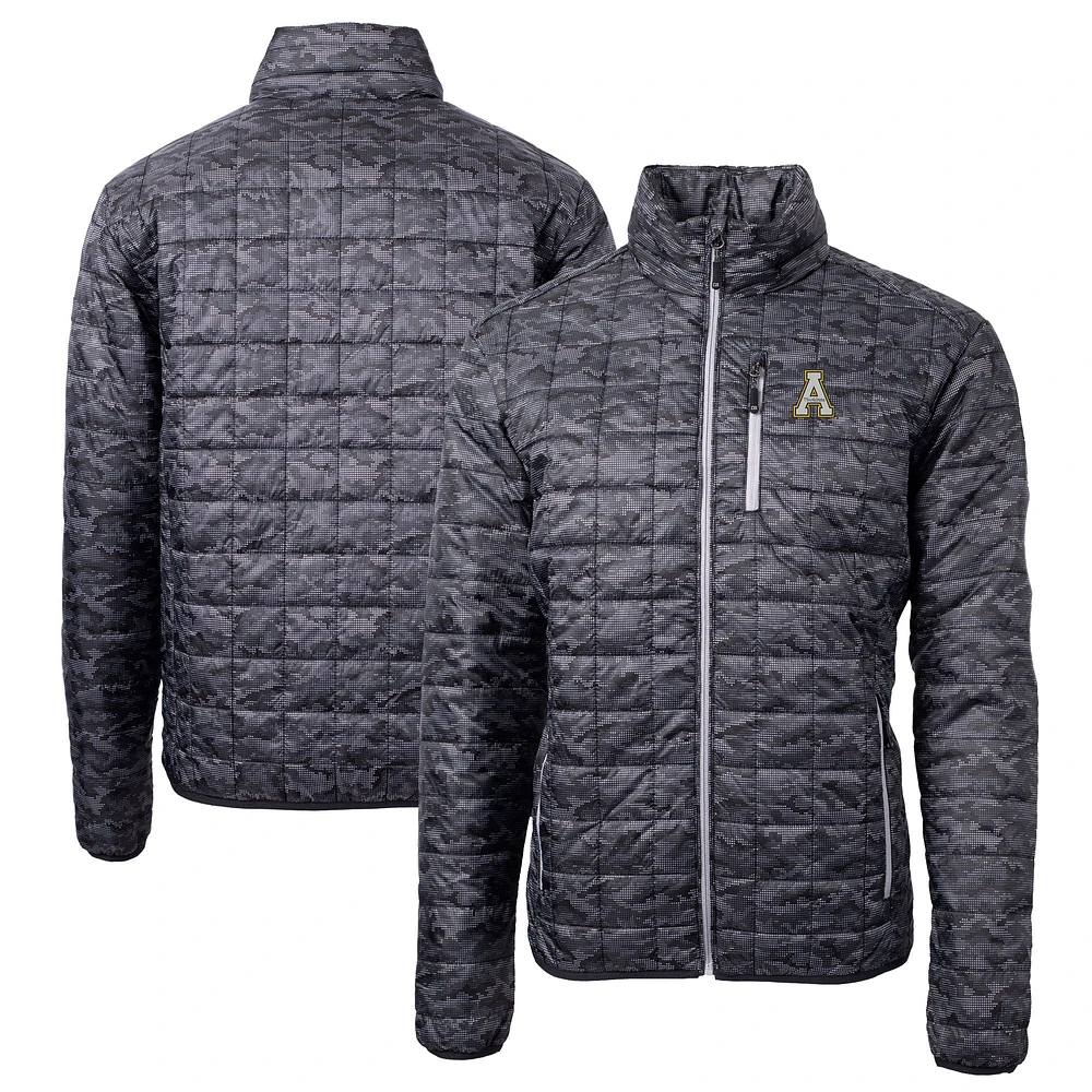 Men's Cutter & Buck Black Appalachian State Mountaineers Rainier Primaloft Eco Full-Zip Hooded Jacket