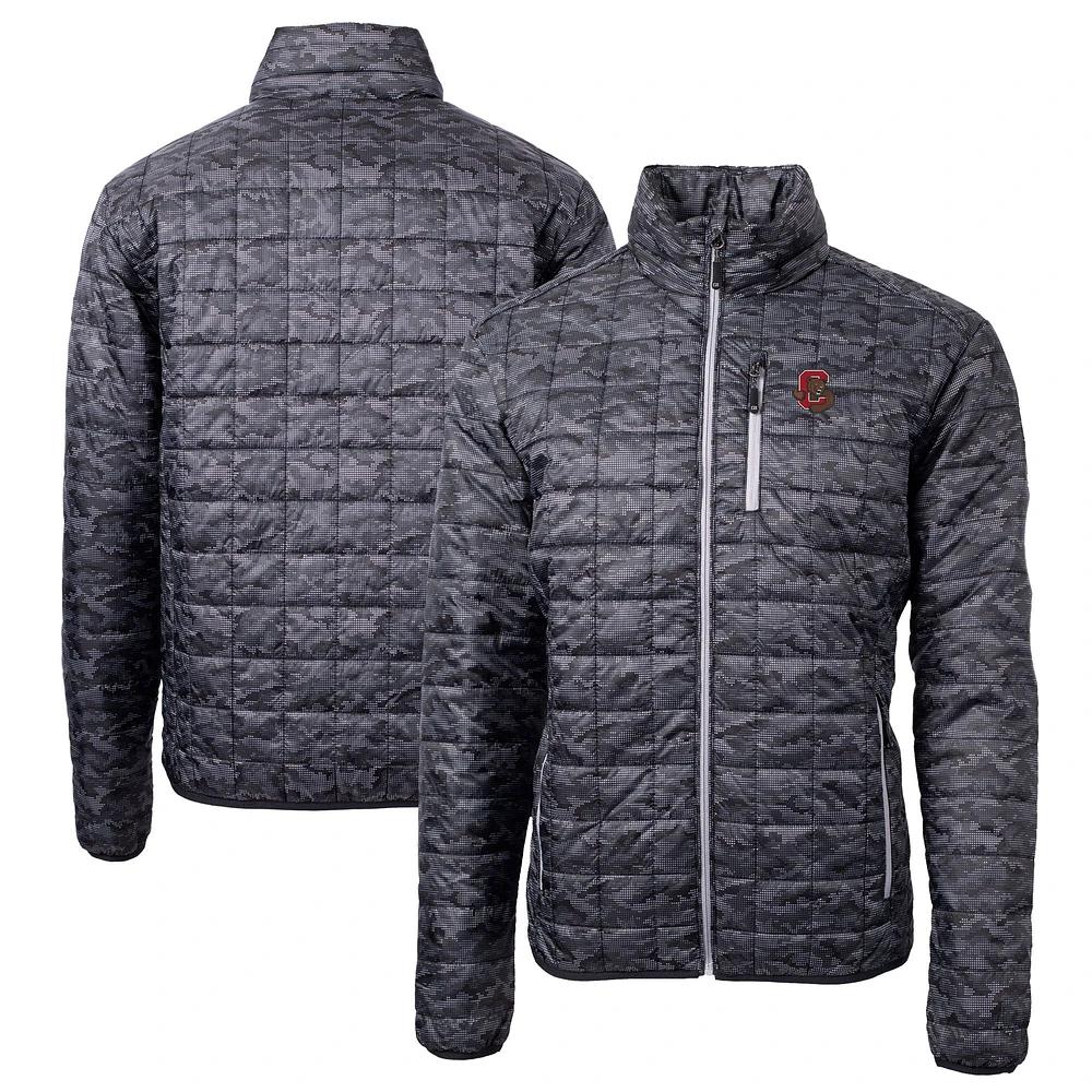 Men's Cutter & Buck Black Cornell Big Red Rainier Primaloft Eco Full-Zip Hooded Jacket