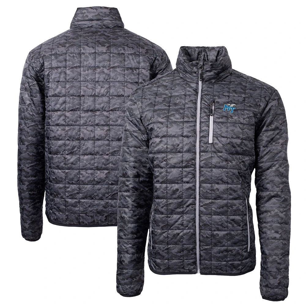 Men's Cutter & Buck Black MTSU Blue Raiders Rainier Primaloft Eco Full-Zip Hooded Jacket