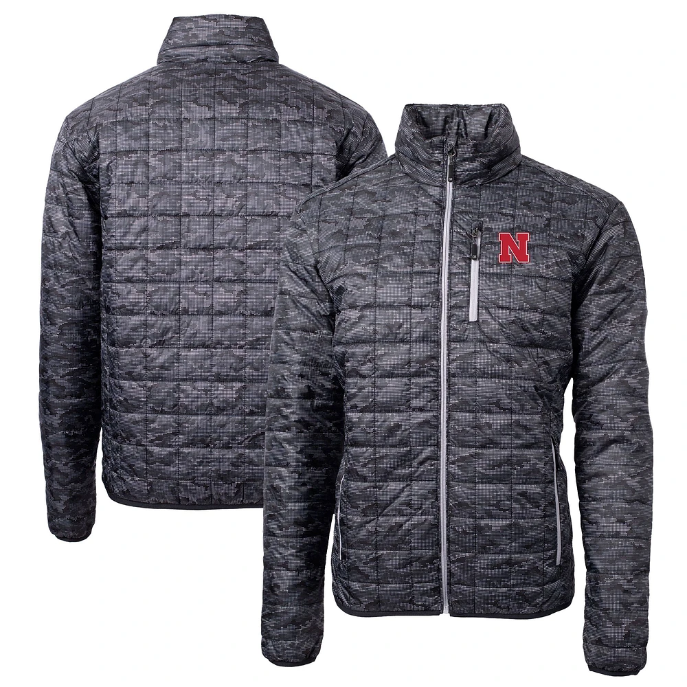 Men's Cutter & Buck Black Nebraska Huskers Rainier Primaloft Eco Full-Zip Hooded Jacket