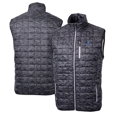 Men's Cutter & Buck Black Creighton Bluejays Rainier PrimaLoft Eco Insulated Printed Full-Zip Puffer Vest