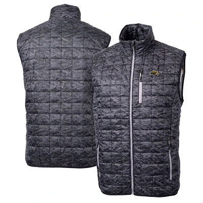 Men's Cutter & Buck Black Southern Miss Golden Eagles Rainier PrimaLoft Eco Insulated Printed Full-Zip Puffer Vest