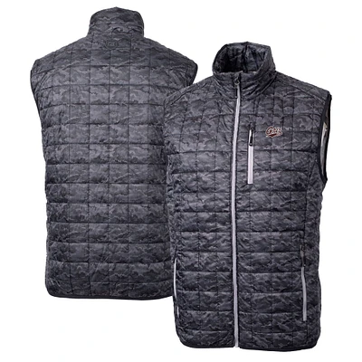 Men's Cutter & Buck Black Montana Grizzlies Rainier PrimaLoft Eco Insulated Printed Full-Zip Puffer Vest