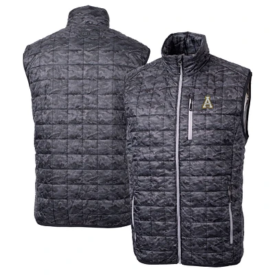 Men's Cutter & Buck Black Appalachian State Mountaineers Rainier PrimaLoft Eco Insulated Printed Full-Zip Puffer Vest