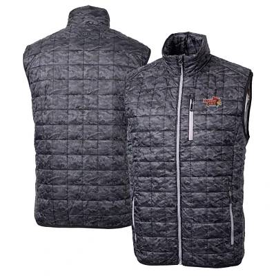 Men's Cutter & Buck Black Illinois State Redbirds Rainier PrimaLoft Eco Insulated Printed Full-Zip Puffer Vest