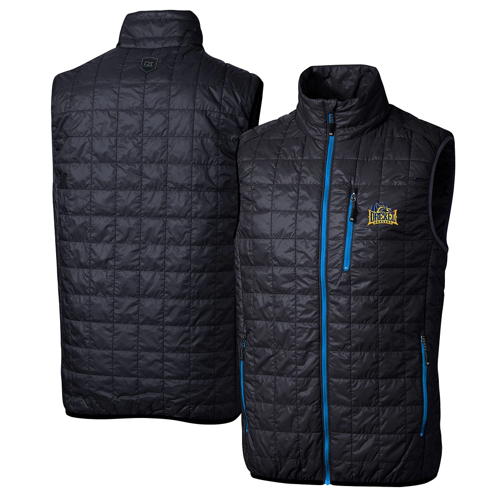 Men's Cutter & Buck Navy Drexel Dragons Rainier PrimaLoft Eco Insulated Full-Zip Puffer Vest