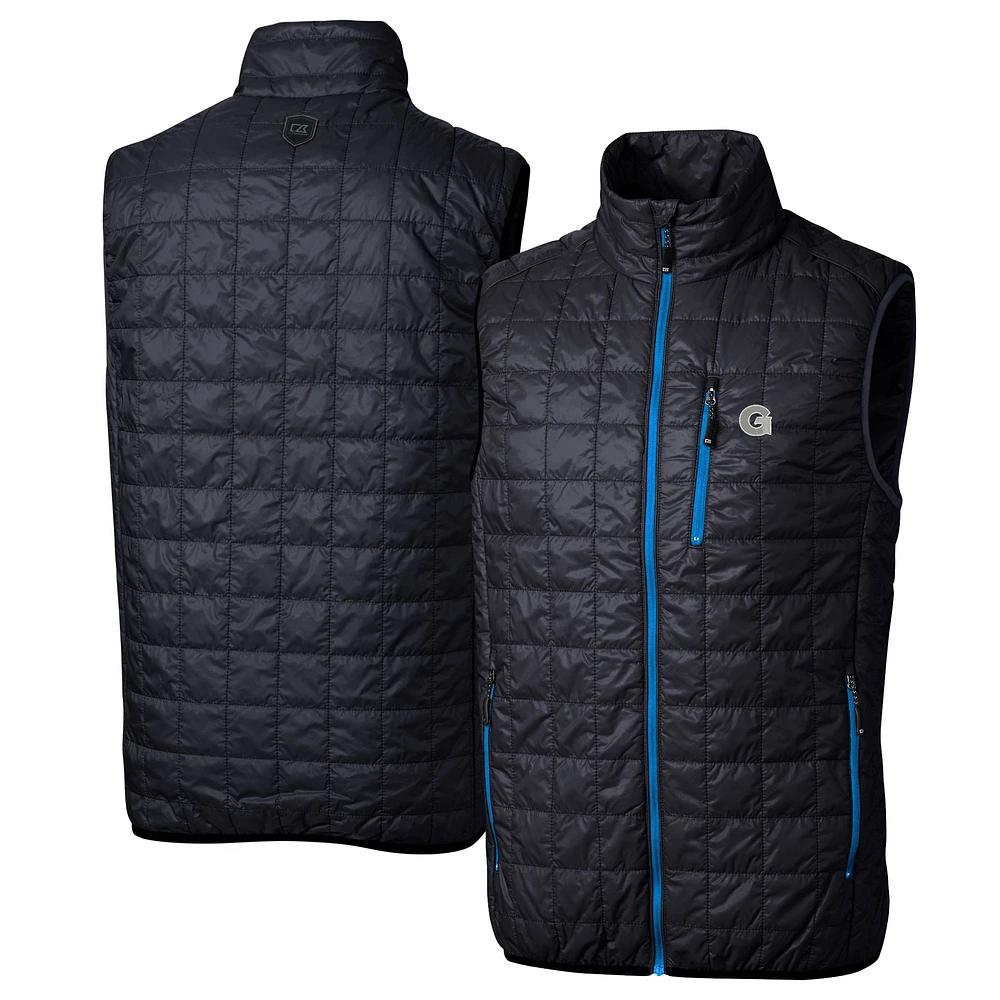 Men's Cutter & Buck Navy Georgetown Hoyas Rainier PrimaLoft Eco Insulated Full-Zip Puffer Vest