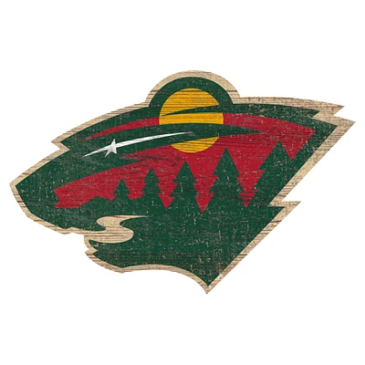 Minnesota Wild 24'' x 24'' Distressed Logo Cutout Sign