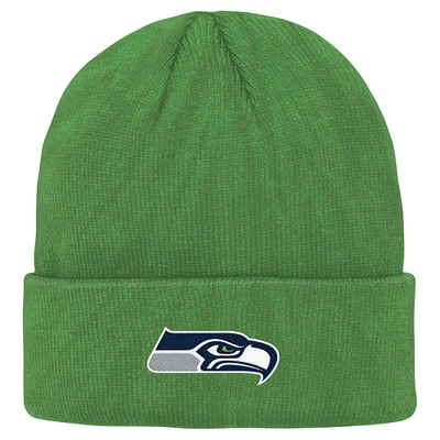 Youth Neon Green Seattle Seahawks Tie-Dye Cuffed Knit Hat