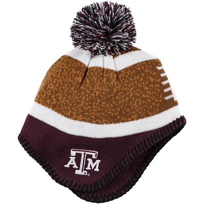Toddler Brown/Maroon Texas A&M Aggies Football Head Knit Hat with Pom