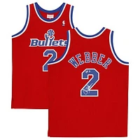 Chris Webber Red Washington Bullets Autographed 1994-95 Mitchell & Ness Hardwood Classics Replica Jersey with "HOF 21" Inscription