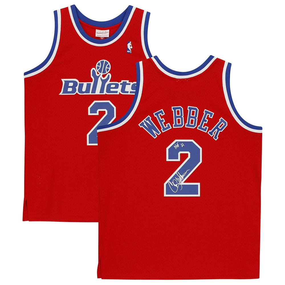 Chris Webber Red Washington Bullets Autographed 1994-95 Mitchell & Ness Hardwood Classics Replica Jersey with "HOF 21" Inscription