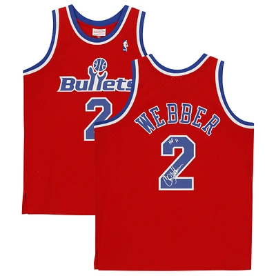 Chris Webber Red Washington Bullets Autographed 1994-95 Mitchell & Ness Hardwood Classics Replica Jersey with "HOF 21" Inscription