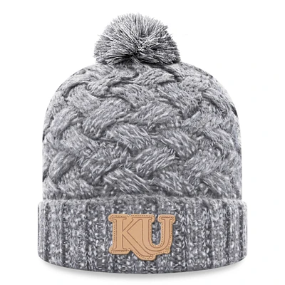 Women's Top of the World Heather Gray Kansas Jayhawks Arctic Cuffed Knit Hat with Pom