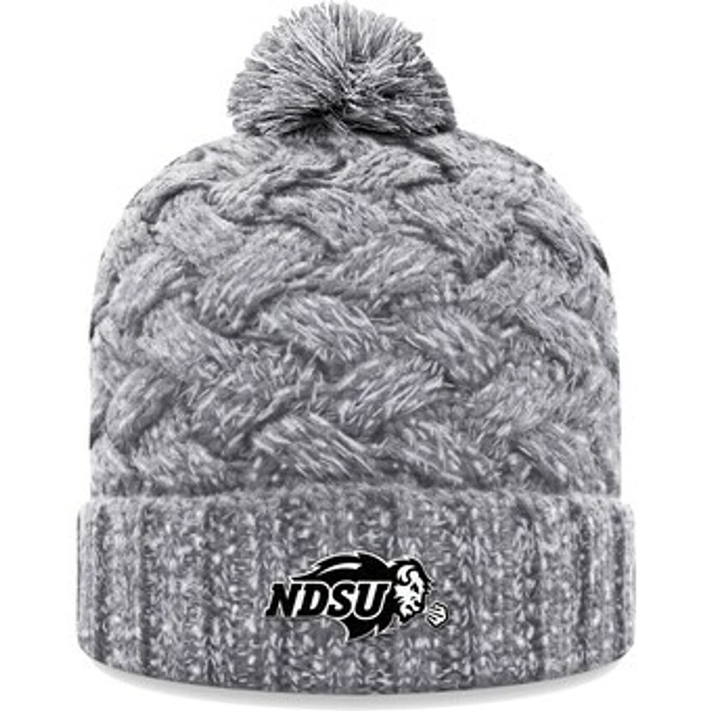 Women's Top of the World Heather Gray NDSU Bison Arctic Cuffed Knit Hat with Pom