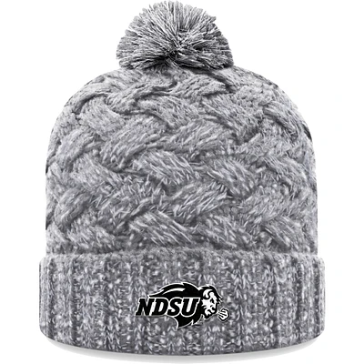 Women's Top of the World Heather Gray NDSU Bison Arctic Cuffed Knit Hat with Pom