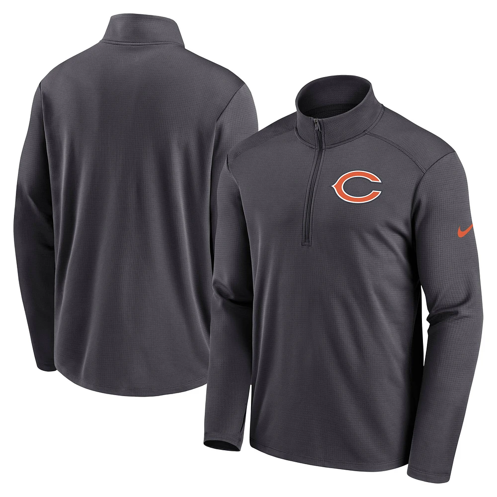 Men's Nike Anthracite Chicago Bears Agility Pacer Performance Half-Zip Top