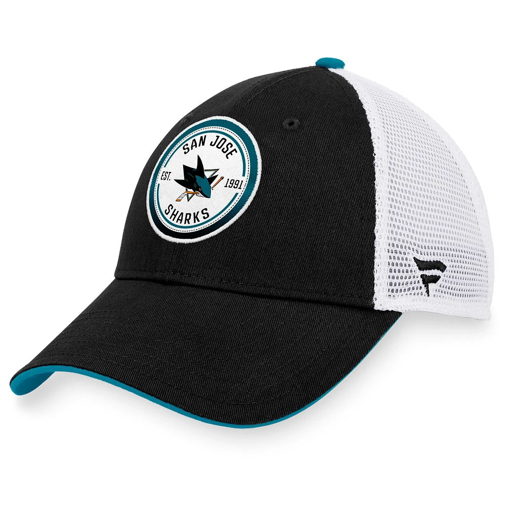 Men's Fanatics Black/White San Jose Sharks Iconic Gradient Trucker Snapback Hat