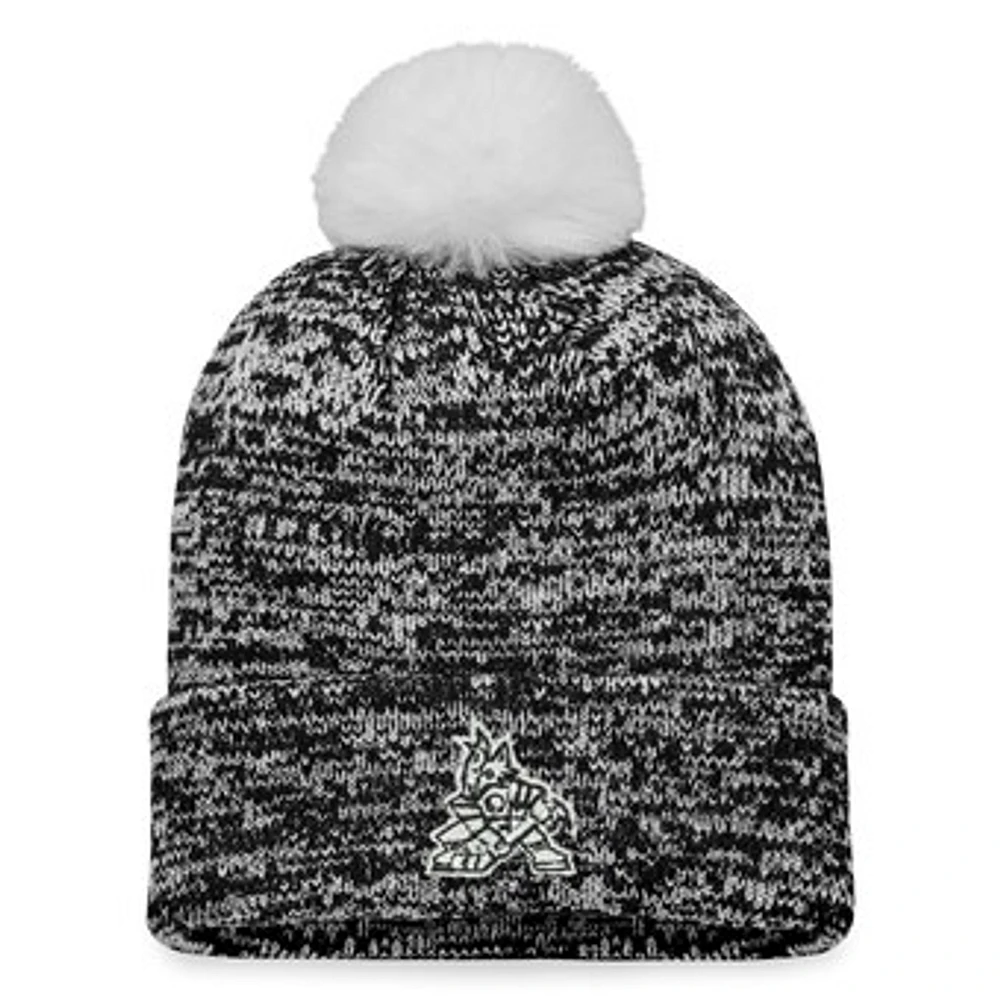 Women's Fanatics Black Arizona Coyotes Glimmer Cuffed Knit Hat with Pom
