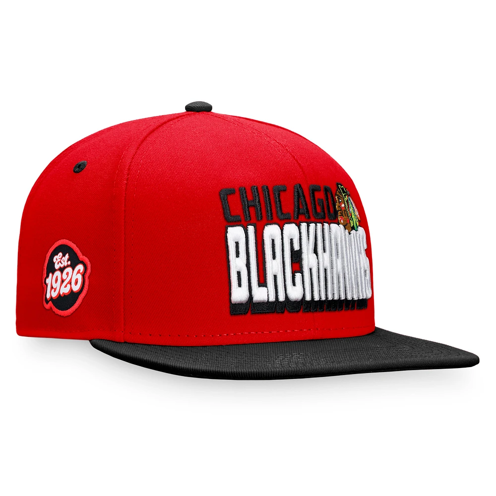 Men's Fanatics Red/Black Chicago Blackhawks Heritage Retro Two-Tone Snapback Hat