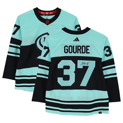 Yanni Gourde Seattle Kraken Autographed 2022-23 Reverse Retro Adidas Authentic Jersey