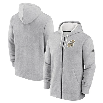 Men's Nike Heather Gray New Orleans Saints Historic Lifestyle Full-Zip Hoodie