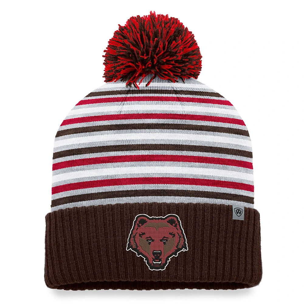 Men's Top of the World Brown Brown Bears Dash Cuffed Knit Hat with Pom