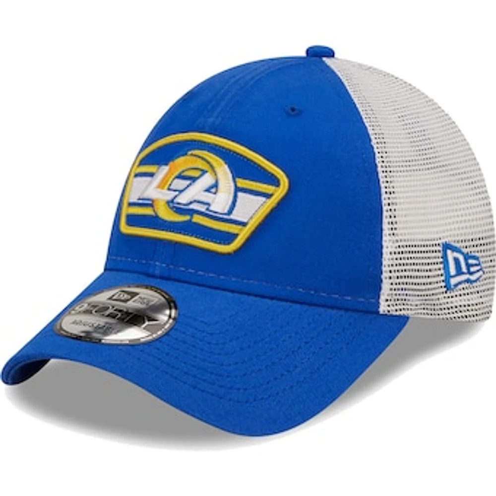 Men's New Era Royal/White Los Angeles Rams Logo Patch Trucker 9FORTY Snapback Hat