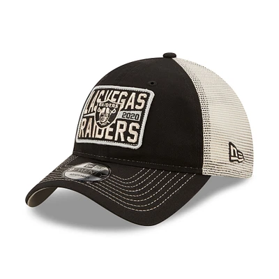 Men's New Era Black/Natural Las Vegas Raiders Devoted Trucker 9TWENTY Snapback Hat