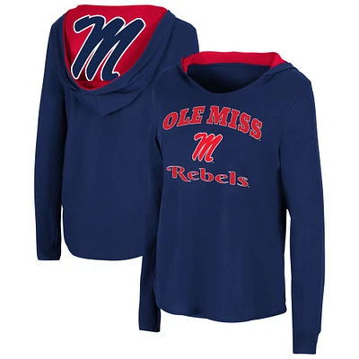 Women's Colosseum Navy Ole Miss Rebels Catalina Hoodie Long Sleeve T-Shirt