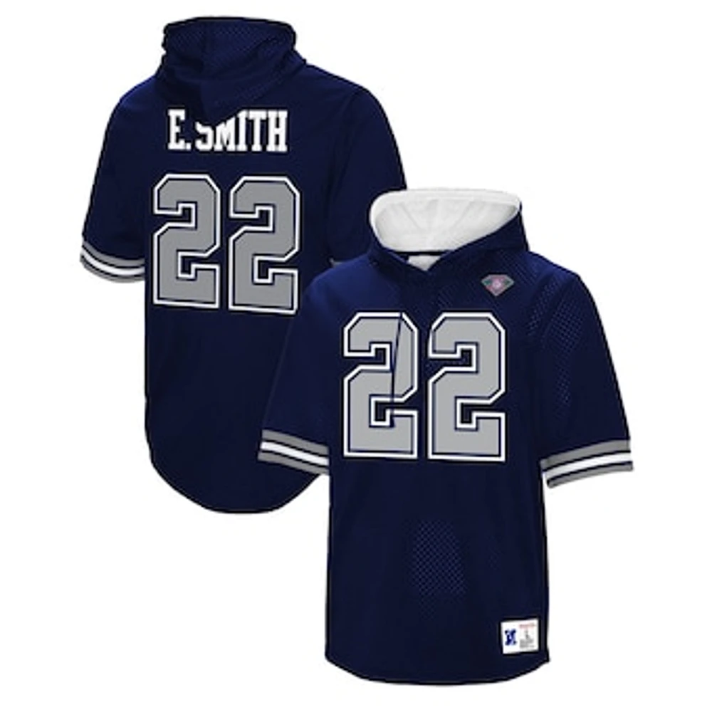 Men's Mitchell & Ness Emmitt Smith Navy Dallas Cowboys Retired Player Mesh Name Number Hoodie T-Shirt